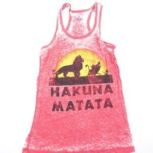Disney Lion King Hakuna Matata Red Tie-dye Sheer Stretch Tank Top Sz M